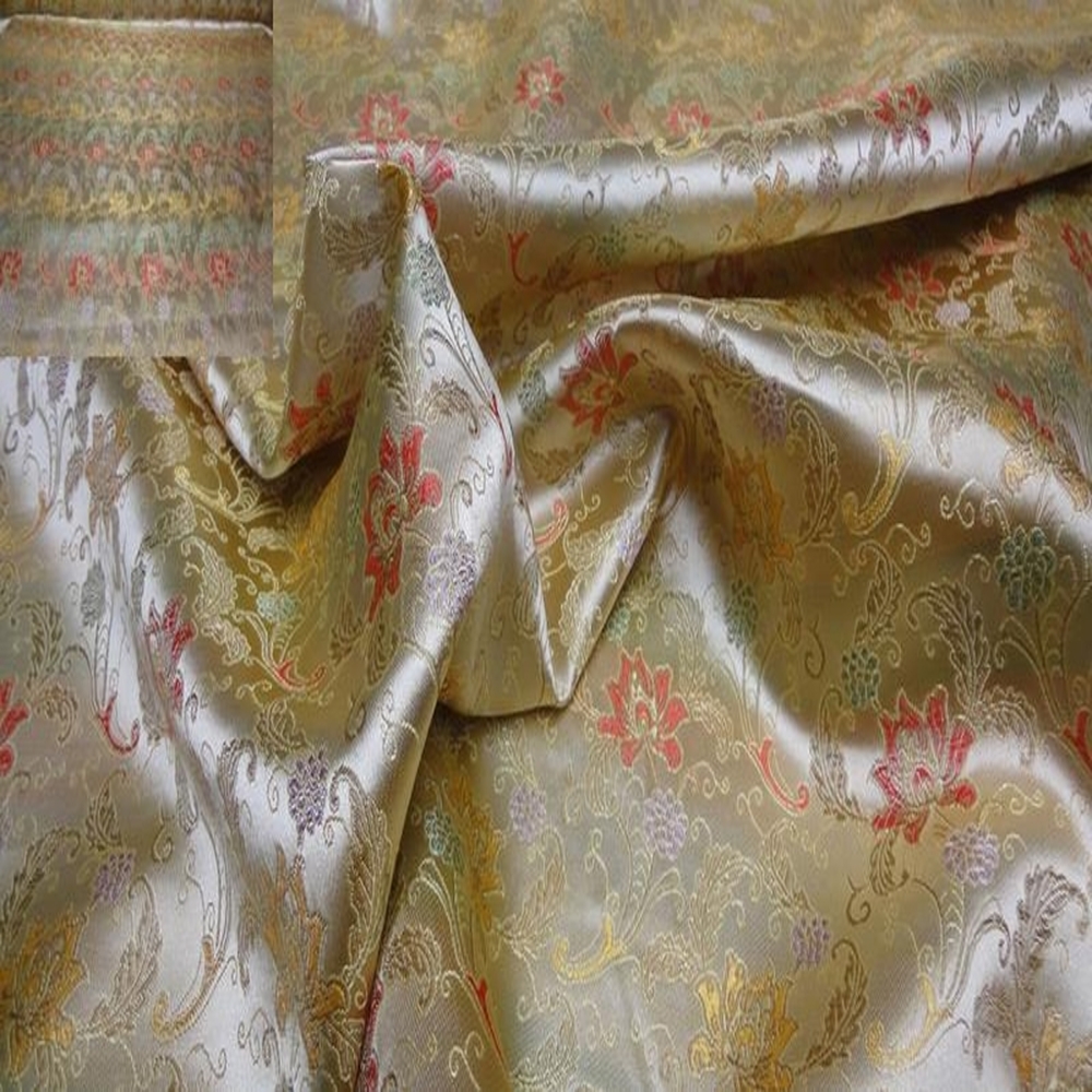 JACQUARD STOFF CHINA SATINSTOFF METERWARE GLÄNZEND BEDRUCKT VORHANG DEKOSTOFF - Picture 10 of 10