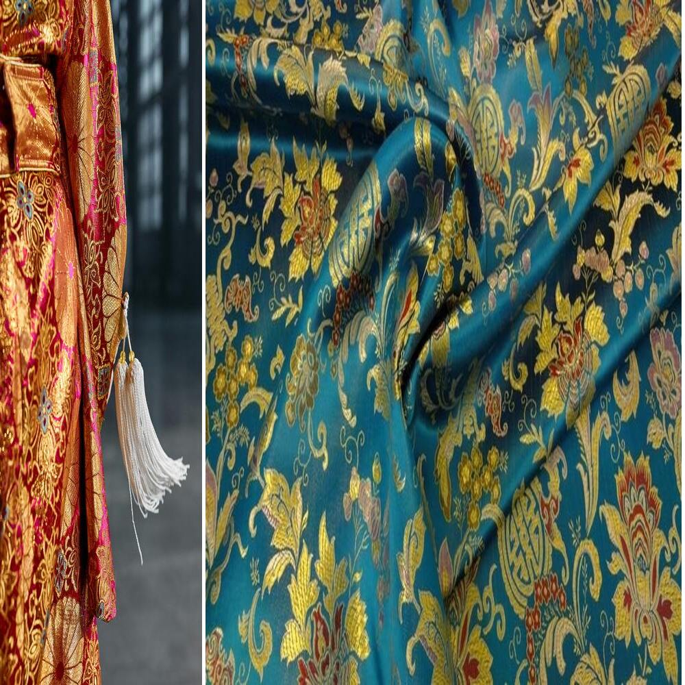 JACQUARD STOFF CHINA SATINSTOFF METERWARE GLÄNZEND BEDRUCKT VORHANG DEKOSTOFF - Picture 7 of 10
