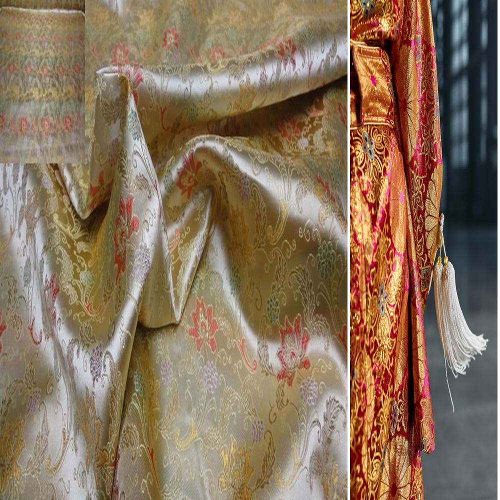 JACQUARD STOFF CHINA SATINSTOFF METERWARE GLÄNZEND BEDRUCKT VORHANG DEKOSTOFF - Picture 9 of 10