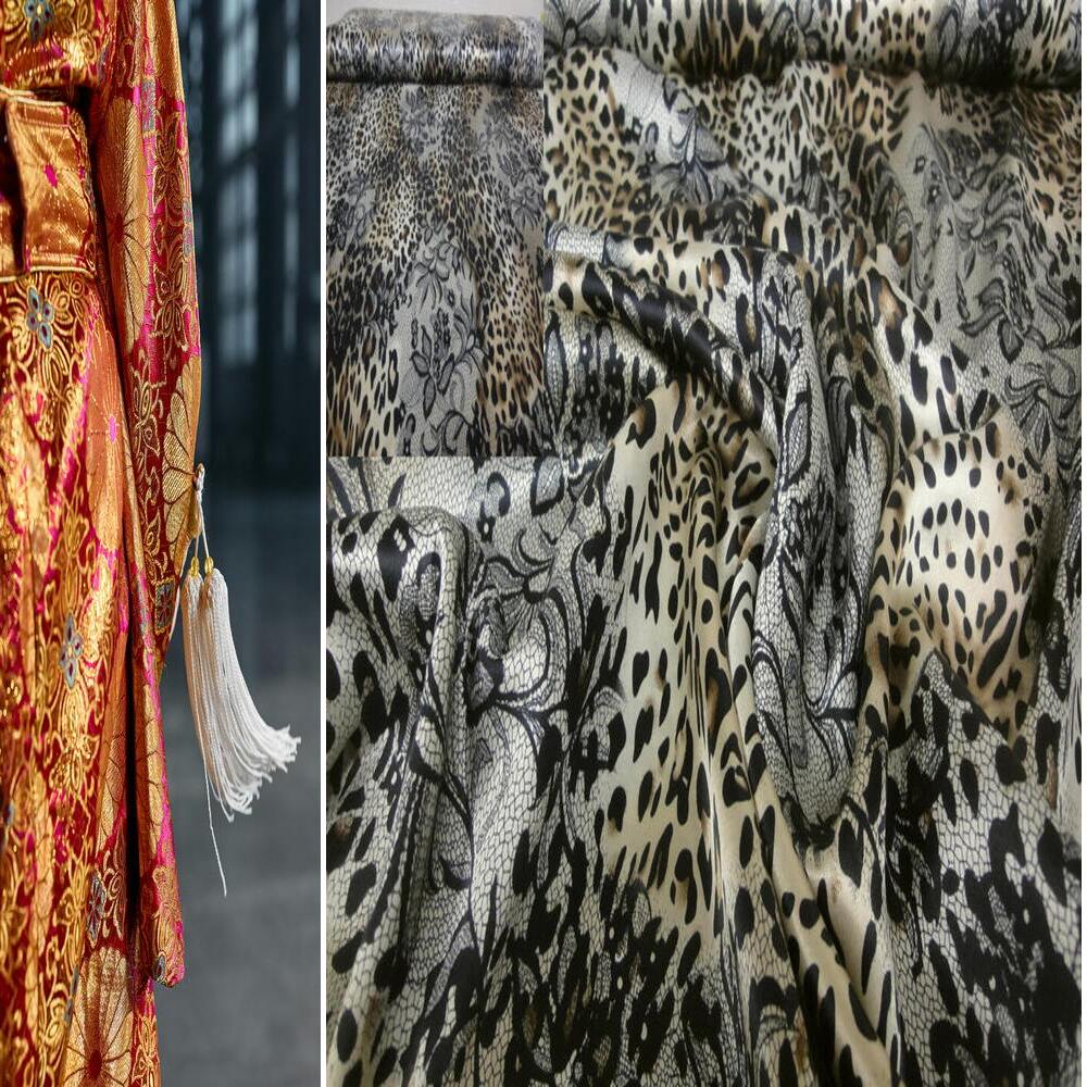 JACQUARD STOFF CHINA SATINSTOFF METERWARE GLÄNZEND BEDRUCKT VORHANG DEKOSTOFF - Picture 3 of 10