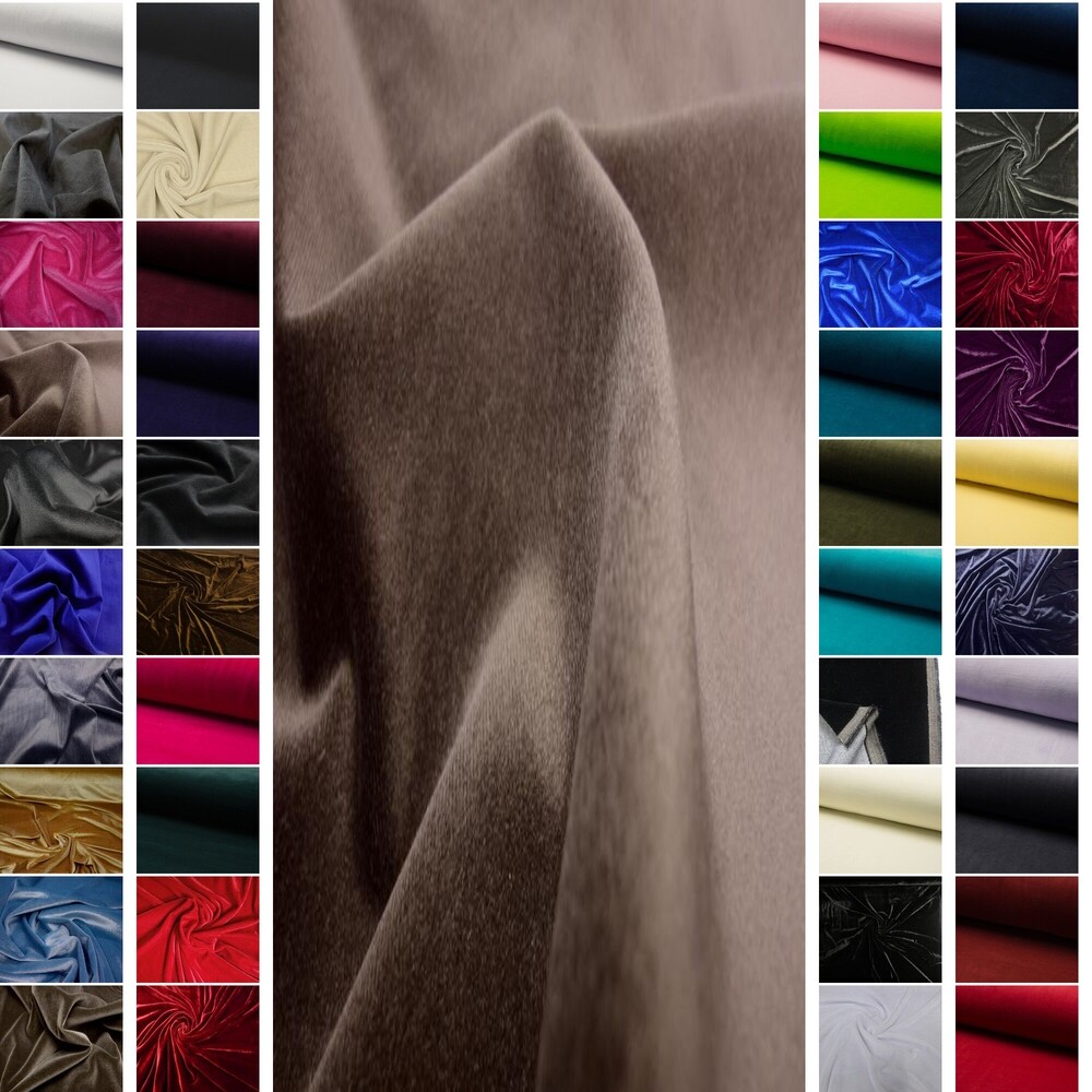 SAMT STOFF METERWARE VELOURS COUCH VORHANG SAMTSTOFF BAUMWOLLE NICKI VELOURSTOFF - Picture 85 of 107