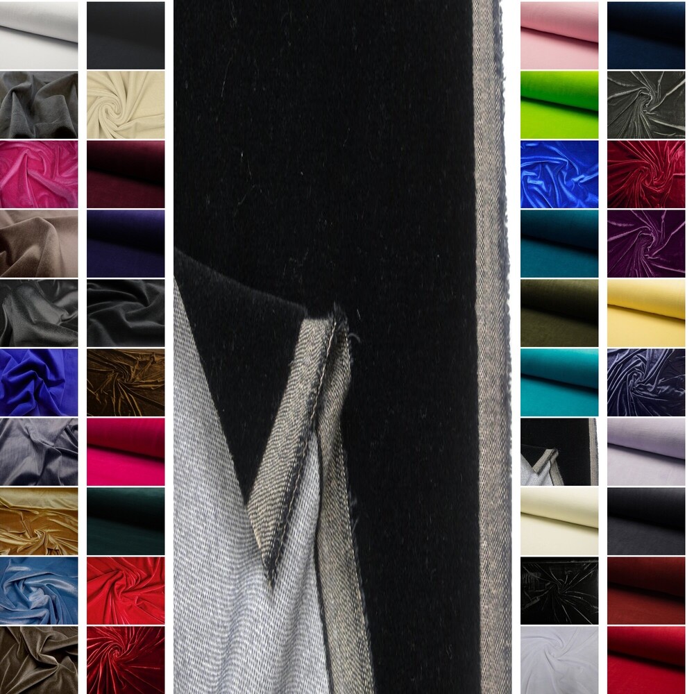 SAMT STOFF METERWARE VELOURS COUCH VORHANG SAMTSTOFF BAUMWOLLE NICKI VELOURSTOFF - Picture 103 of 107