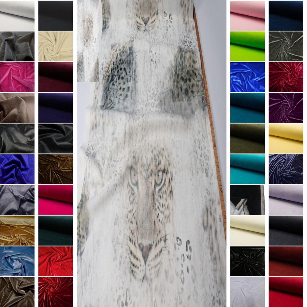 SAMT STOFF METERWARE VELOURS COUCH VORHANG SAMTSTOFF BAUMWOLLE NICKI VELOURSTOFF - Picture 107 of 107